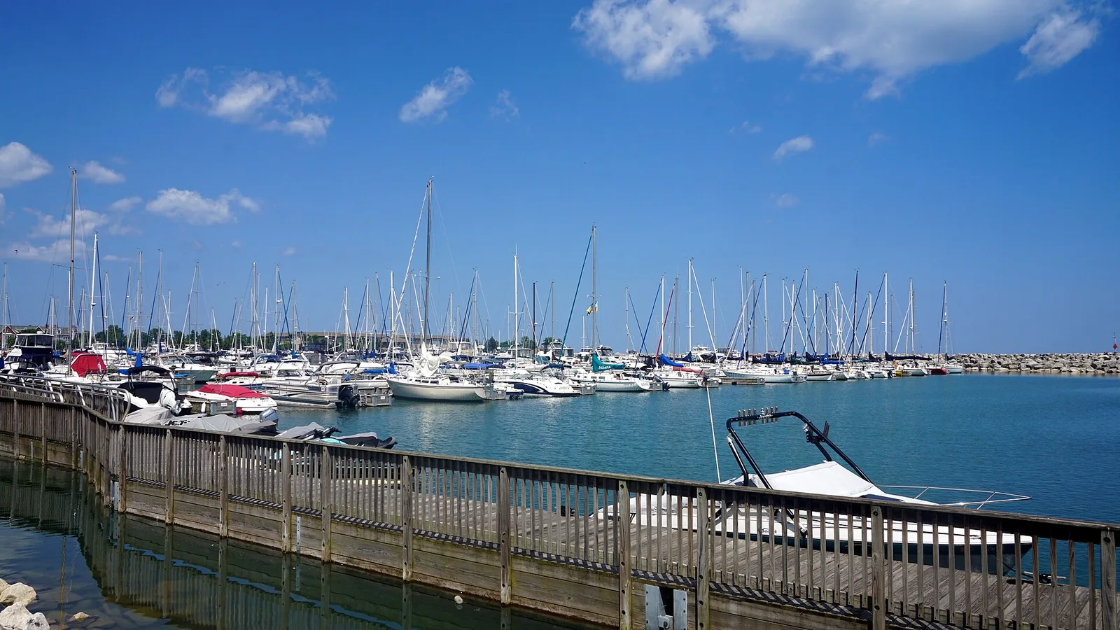 Sailboats docked at Southport Marina in Kenosha